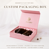 Boîte cadeau rigide pliable personnalisée en carton rigide rose avec feuille d'or et fermeture magnétique pour emballage de perruques, destinée aux marques de soins capillaires et aux chaînes de magasins