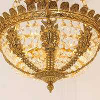 Lustre LED de luxe Rococo européen, style classique, pour salle de banquet, couloir, hall d'entrée, en laiton, finition or antique vintage