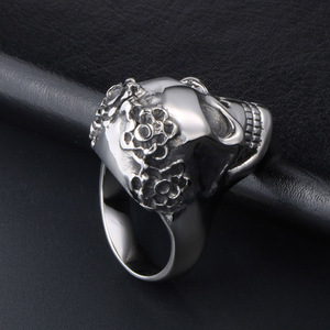 Skull <b>Ring</b> Men's <b>Titanium</b> Steel Index Finger Punk Jewelry SA395 - Product Image 4