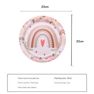 Ensemble de couverts et serviettes jetables bohèmes arc-en-ciel, assiettes, gobelets et serviettes en papier festifs pour les fêtes de Pâques et de Noël - Product Image 3