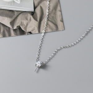 Collier Wenchi S925 en argent pur, luxe léger, simple, incrusté de diamants, perle synthétique robuste, chaîne de clavicule à diamant unique - Product Image 4