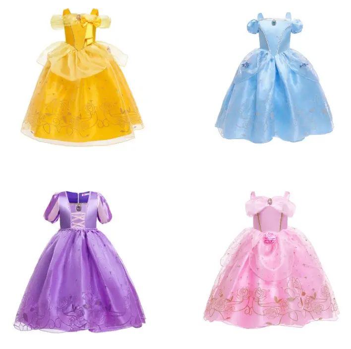 High quality princess dress children's dress summer clothing girl long hair princess dress