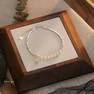 S925 Round <b>Pearl</b> <b>Bracelet</b> for Women High-End Fresh and Sweet Beaded Gifts - Product Image 1