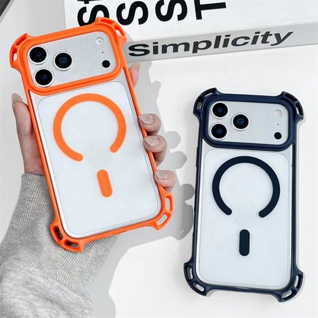 For 17 Air 16 15 Pro Max Transparent Frosted Sturdy Armor Tpu Back Cover Shockproof Bumper Clear Magnetic Pc Phone Case