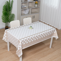 Nappe Rectangulaire en PVC Imprimé Marbre Doré Style Marocain RNPT
