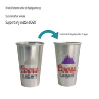 OEM 450ml 재사용 가능 알루미늄 맥주컵 변색 금속 컵, 색상 변화 기능, 쌓아 올릴 수 있고 깨지지 않음, 파티 음주용