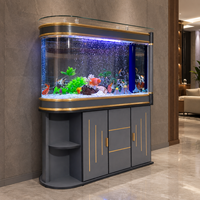 Aquarium en verre en forme de U sur mesure de luxe, grande capacité (100-1000L), avec meuble en alliage d'aluminium pour la maison, le bureau ou l'hôtel