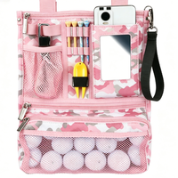 Bolsa Colgante para Carro de Golf, Bolsa de Almacenamiento Plegable Impermeable, Bolsa de Accesorios de Golf con Correa Ajustable, 1 Herramienta para Divots, 4 Tees de Madera