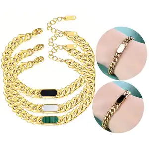 Stainless steel Cuban Link Chain Bracelet Vintage Titanium Steel 18K gold plated Italian Charm Bracelet jewelry