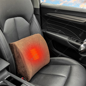 Coussin de soutien lombaire chauffant ergonomique pour voiture, en mousse à mémoire de forme, suède kaki, rectangulaire, utilisation générale quatre saisons - Product Image 1