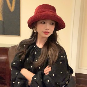 Fisherman Hat Corduroy Wide Brim Face Slimming Bucket Hat Japanese Style Women Autumn Winter Shade Hat - Product Image 3