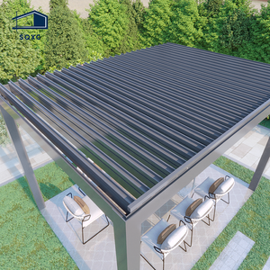 Gazebo Moderno de Luxo com Motor Elétrico em Alumínio para Exterior, Pérgolas com Lâminas Ajustáveis, Pavilhão de Jardim com Toldo - Product Image 3