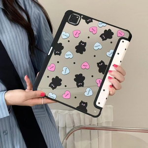 Adecuado para iPad Pro 12,9 2022 Set de dos colores Love Black Cat Trifold Mirror Semi transparente mate PC contraportada para iPad - Product Image 5
