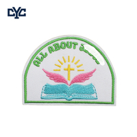 Parche Bordado Cristiano de Corazón con Lazo Rosa Lindo, Parche Termoadhesivo de Tela No Tejida con Bordado de Cruz 'God Got Me', Personalizado, de Venta Caliente
