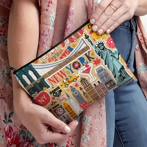 Sac à cosmétiques imprimé <span class=keywords><strong>New</strong></span> <span class=keywords><strong>York</strong></span> City, trousse de toilette de <span class=keywords><strong>voyage</strong></span> à fermeture éclair, cadeau souvenir Statue de la Liberté pour femmes - Product Image 3