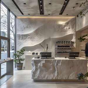 YS-0798 モダンラグジュアリーホワイトファイバーグラスエコフレンドリーレセプションデスクLEDライトカスタマイズオフィス病院モールビューティー - Product Image 1