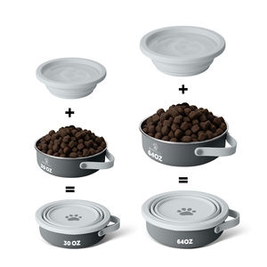 2 in 1 도매 야외 휴대용 여행 접이식 TPR 접을 수있는 고양이 그릇 애완 동물 먹이 접는 개 물 그릇 - Product Image 4