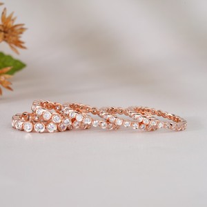 Elegant <b>Rose</b> <b>Gold</b> Plated American Diamond Bangles <b>Set</b> for Women Stylish Party Wear Wedding <b>Jewelry</b> Online - Product Image 1