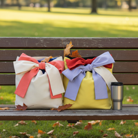 Sac en toile personnalisé avec nœud mignon et logo brodé sur mesure, sac de courses écologique pour cadeau, usage quotidien, prix d'usine en gros