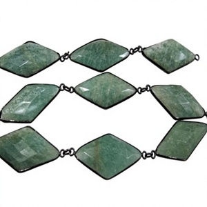 Amazonita Natural con Corte Marquise de Lujo, Tamaño 14x34mm, Cadena Conectora Briolette Cortada con Láser - Product Image 1