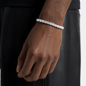 Bracelet de tennis en diamant rond en argent de luxe de 6mm pour hommes hip hop bijoux glacés élégants vêtements de fête élégants - Product Image 1