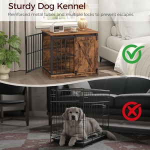 Landhaus-Holz-Hundekäfig als Möbelstück mit Schiebetür im Scheunenstil, Doppeltüren, Kaubeständig für Kleine und Mittelgroße Hunde - Product Image 2