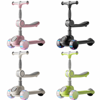 Vente en gros de haute qualité en plastique pour enfants, trottinette pliable à trois roues légères en PU, trottinette pliable pour enfants de 2 à 8 ans