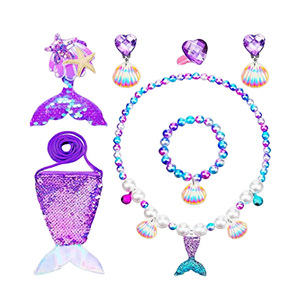 Ensemble de bijoux de costume de princesse sirène pour jeu de rôle, collier et boucles d'oreilles, fourni par l'usine - Product Image 4