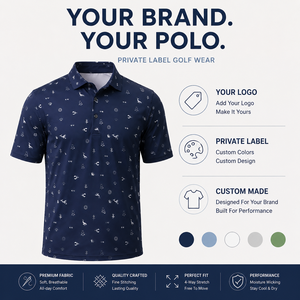 Custom Printed Golf Polo Shirts Men <b>Navy</b> All Over Print Short Sleeve Private Label OEM ODM Manufacturer - Product Image 2