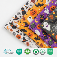 Tissu tricoté imprimé Halloween 100% polyester extensible pour robes, nœuds et vêtements pour bébés et enfants