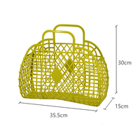 Panier de Pâques en gros pour filles, grand panier de plage rétro en PVC, portable, pour les vacances d'été 2023