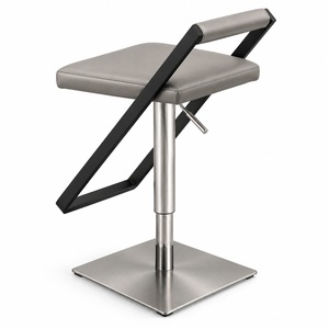 Modern <b>Adjustable</b> Bar Chair Upholstered <b>Stool</b> with Stainless Steel Base Swivel Counter <b>Height</b> for Home Bar and Dining USA DDP - Product Image 5