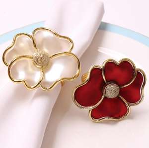 Portatovaglioli <span class=keywords><strong>fiore</strong></span> in metallo all'ingrosso portatovaglioli floreali dorati anello per la decorazione della tavola del banchetto della festa nuziale - Product Image 4