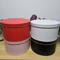 Boîte d'emballage de bouquet ronde de haute qualité en couleur unie, 5 pièces, en carton, grandes boîtes de bouquet de fleurs pour la Saint-Valentin