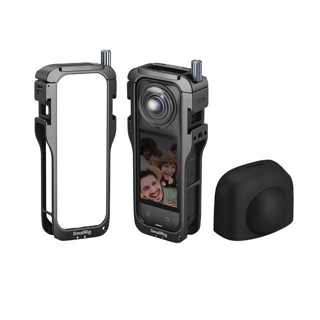 For 5195 X5 Aluminum Alloy Action Camera Cage for Insta360 X5 with Full Protective Storage-Ready Lens Guard Features