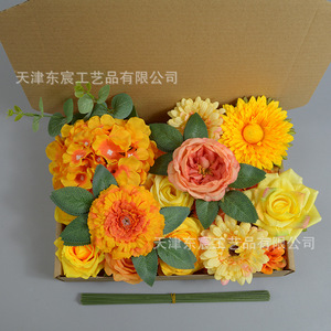 กล่องดอกไม้ประดิษฐ์ Dongchen Crafts ขนาด 30x21.5x5 ซม. ดอกไม้ผ้าไหมสีชมพู สำหรับตกแต่งบ้านและงานแต่งงาน - Product Image 3
