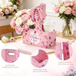 Lot de 12 porte-gobelets pour la Fête des Mères, cadeau pour <span class=keywords><strong>maman</strong></span>, porte-gobelets double, porte-gobelets jetables avec poignée et étiquette - Product Image 4