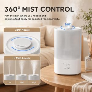 เครื่องเพิ่มความชื้นอัลตราโซนิกแบบอัจฉริยะ ควบคุมผ่านแอพ พร้อมไฟ LED ให้ความรู้สึกเย็นและอุ่น เหมาะสำหรับห้องนอนเด็ก - Product Image 2