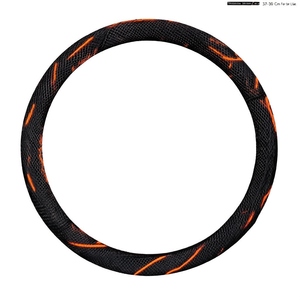 Housse de volant noire et orange en maille cousue 37-39 cm pour voiture - Product Image 2