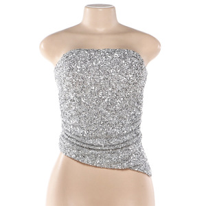 Sexy Strapless <strong>Sequins</strong> Shiny <strong>Silver</strong> Crop <strong>Tops</strong> 2026 Trending Product Women Summer Camisole <strong>Tops</strong> - Product Image 5