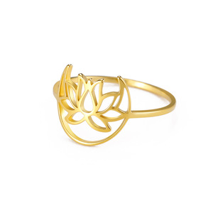 Lune Lotus Bague Femmes En Acier Inoxydable Bagues Bohème Bijoux De Mariage Cadeau D'anniversaire Nouveau Dans - Product Image 5