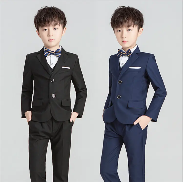 WSG68 Children Formal Sets Flower Boys Vest Pant Outfits Kids Wedding Party Piano Boy suits