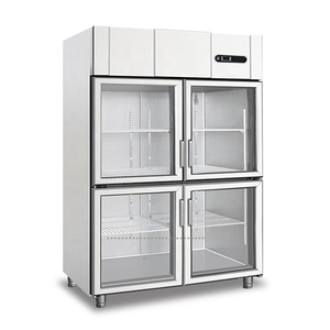 Équipement <span class=keywords><strong>de</strong></span> réfrigération commercial en acier inoxydable <span class=keywords><strong>de</strong></span> 1000 L, 2 portes, 4 portes vitrées, réfrigérateur-congélateur vertical pour cuisine - Product Image 4