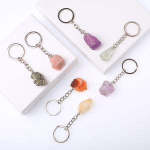Porte-clés en pierre naturelle mixte Œil de tigre Agate <span class=keywords><strong>Lapis</strong></span>-<span class=keywords><strong>lazuli</strong></span> Tourmaline Pendentif en cristal brut Vente chaude - Product Image 4