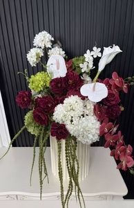 Artificial Burgundy Plastic Modern Wedding <strong>Flower</strong> Centerpiece <strong>Arrangements</strong> High Quality Runner Valentine's Day <strong>Table</strong> Decoration - Product Image 3