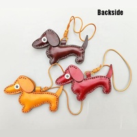 Gantungan Tas Kulit Asli Buatan Tangan Bentuk Anjing Dachshund Dengan Tali Panjang, Aksesoris Gantungan Tas untuk Tas Tangan
