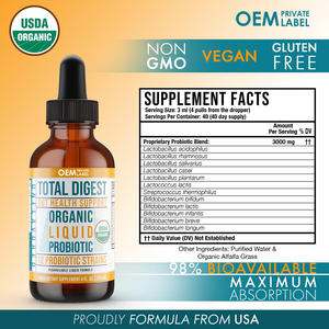 טיפות נוזל פרוביוטיות לנשים גברים אורגני אסידופילוס פרוביוטי נוזלי פרוביוטי טבעוני לבריאות המעיים תוסף פרביוטיקה - Product Image 4