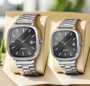 นาฬิกาควอทซ์ทรงสี่เหลี่ยมเรโทรเรียบง่ายแฟชั่นคู่รัก - Product Image 3