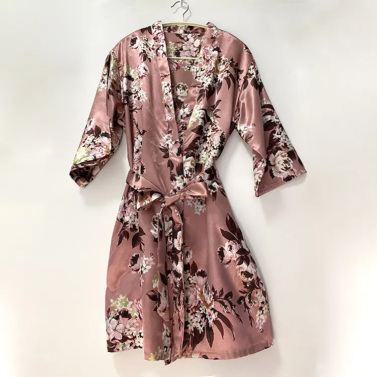 Wholesales floral silk wedding robe Women's Satin Kimono Robes