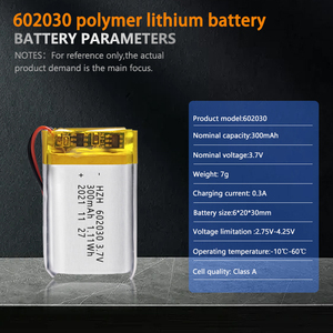Сертифицированный KC 602030 Li Po 300 мАч для POS Bluetooth динамик 3,7 В перезаряжаемый полимерный литий-ионный аккумулятор 602030 - Product Image 2
